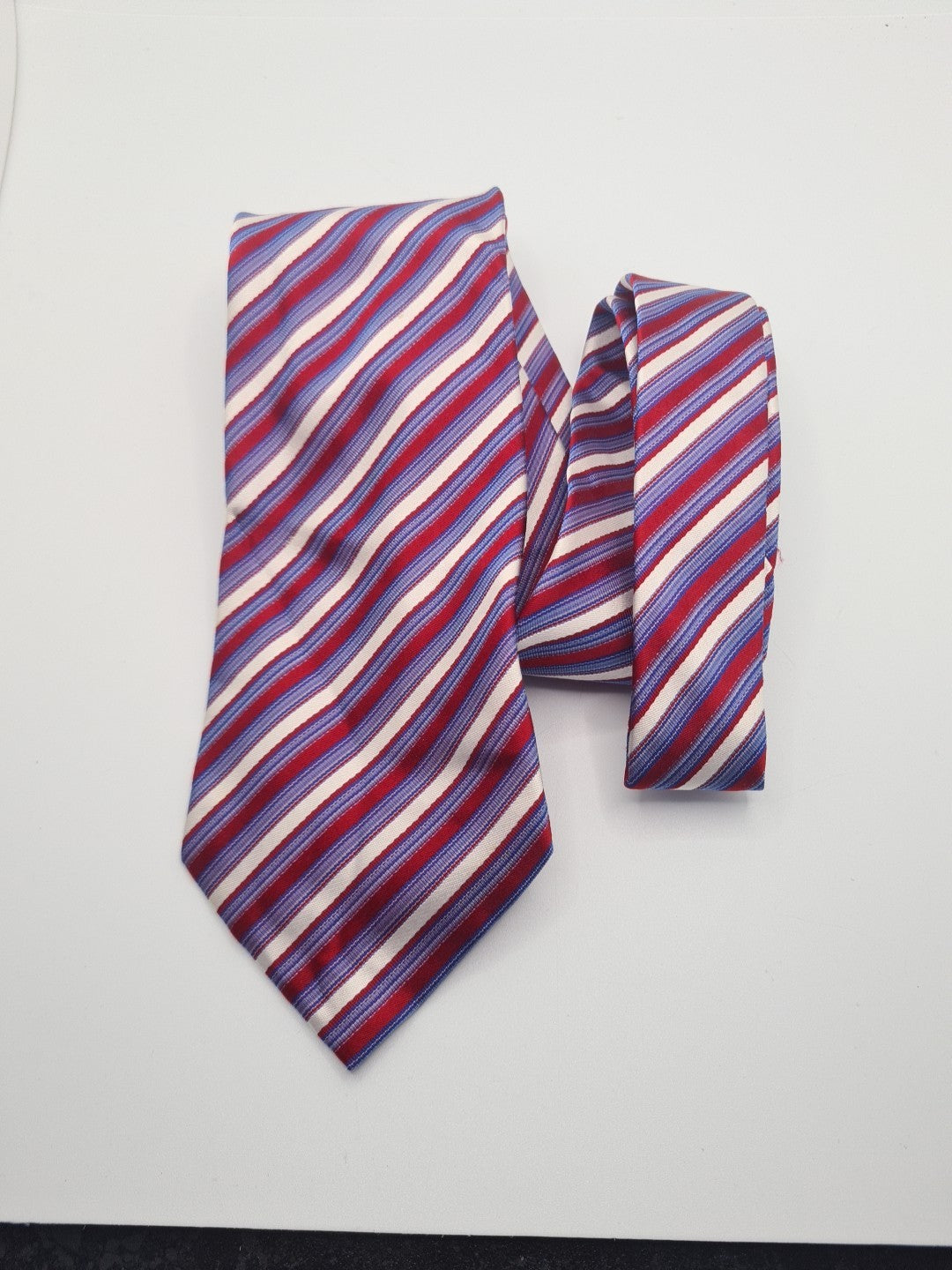 Hawes & Curtis Red Blue striped Wide Mens Silk Tie Designer Necktie Formal Striped Vintage Mens Tie UK BX8