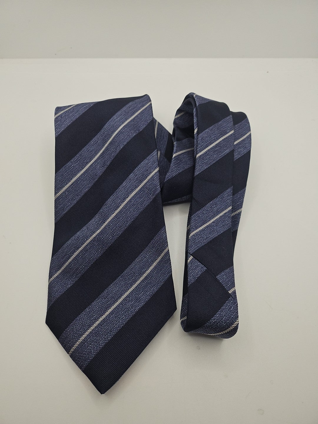 Tommy Hilfiger Blue Denim Stripe Mens Silk Tie Wedding Formal Neck Tie BX18