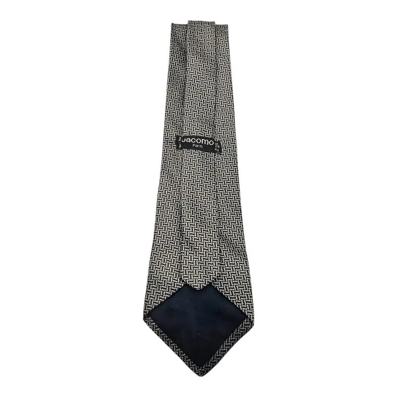 Jacomo Paris Black & Grey Herringbone Silk Tie