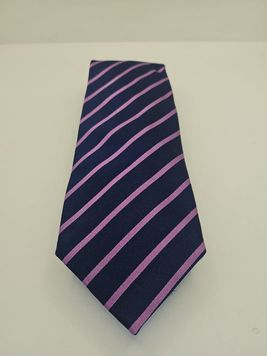T.M Lewin Blue / Purple Stripe Mens Silk Tie Wedding Formal Neck Tie BX2