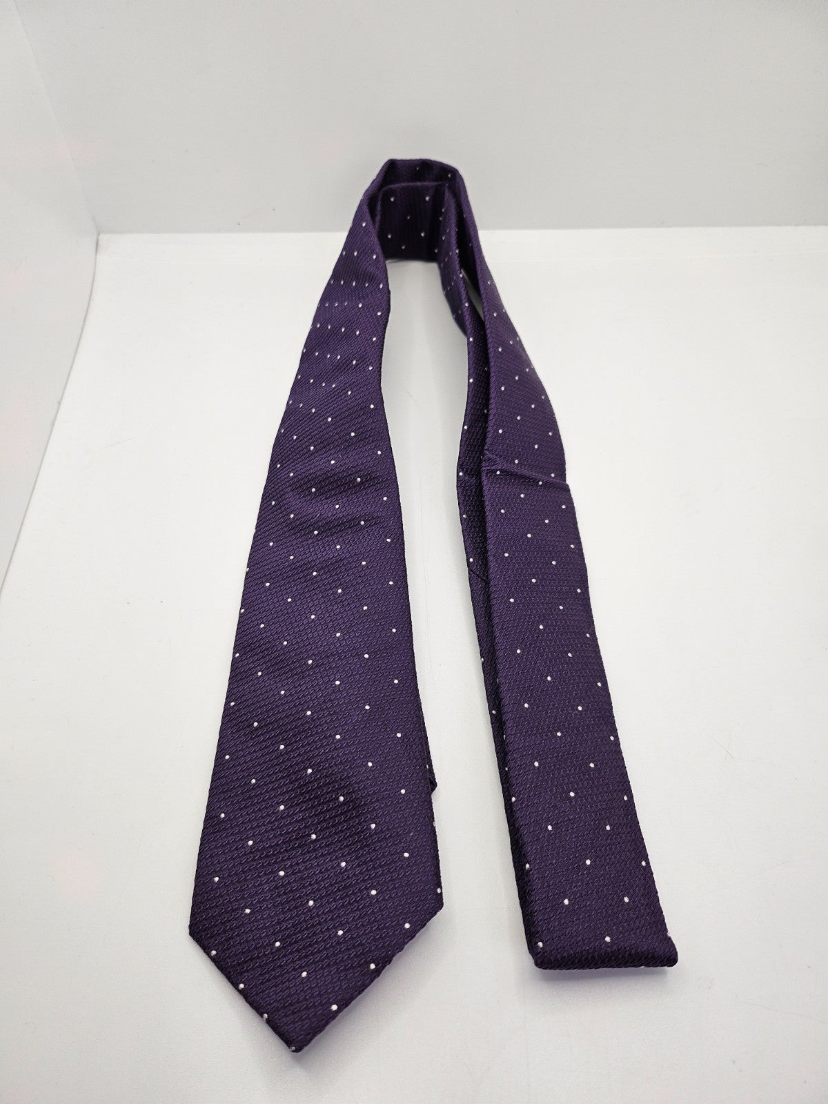 John Franzcomb Silk Tie Mens Purple Polka Dot Wedding Designer Vtg Neck Tie BX23