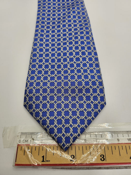T.M.Lewin Blue Geometric Chain Silk Tie
