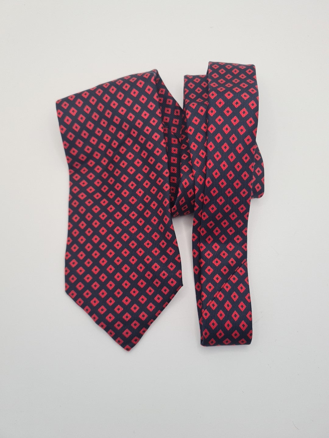 Fumangalli Red Geometric Pattern Red Mens Silk Tie Classic Designer Necktie Geometric Vintage Mens Tie UK BX8