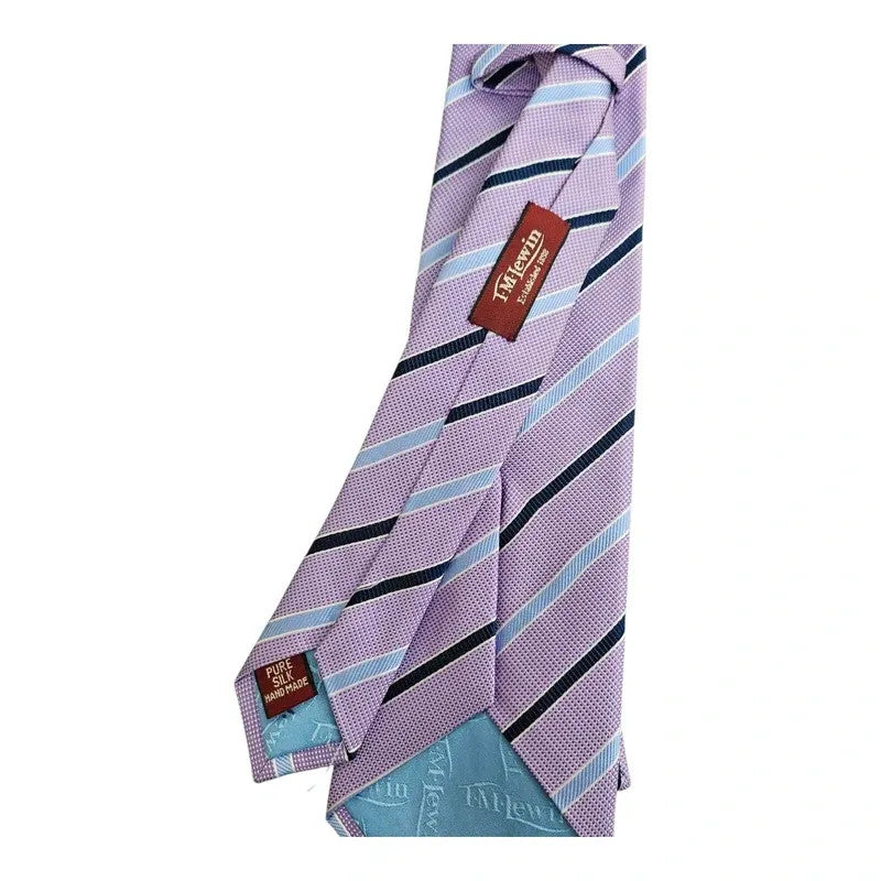 TM Lewin Purple, Black & Blue Wedding formal Neck tie All Silk Tie