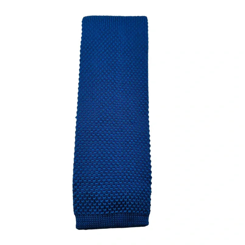 Royal blue square-tip knitted tie — knitted ties