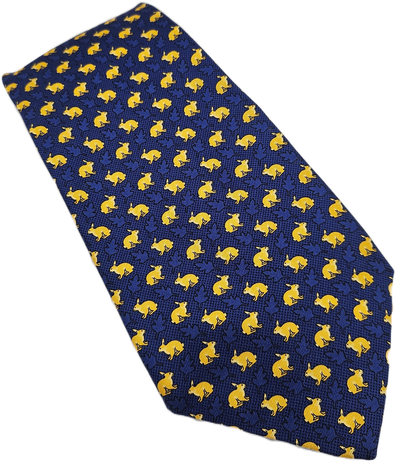 Navy and yellow novelty silk tie — new arrivals at TieHard