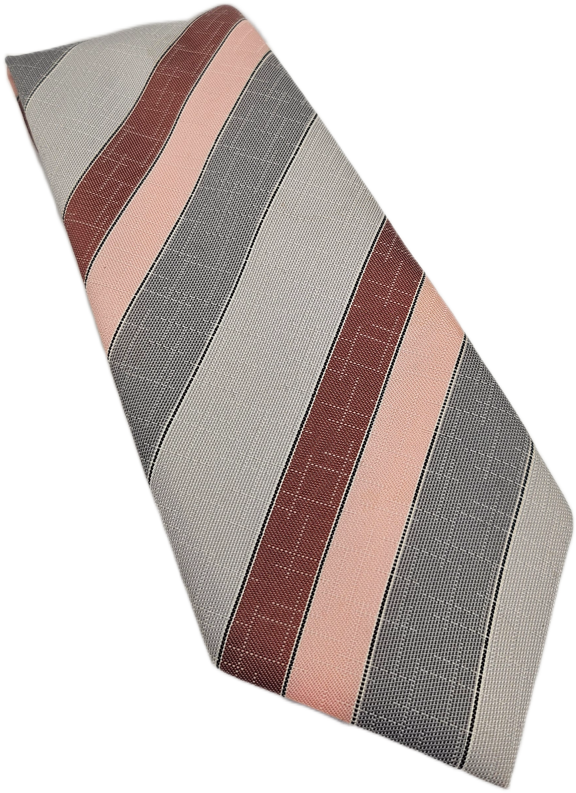 Pink and grey striped silk tie — pink ties