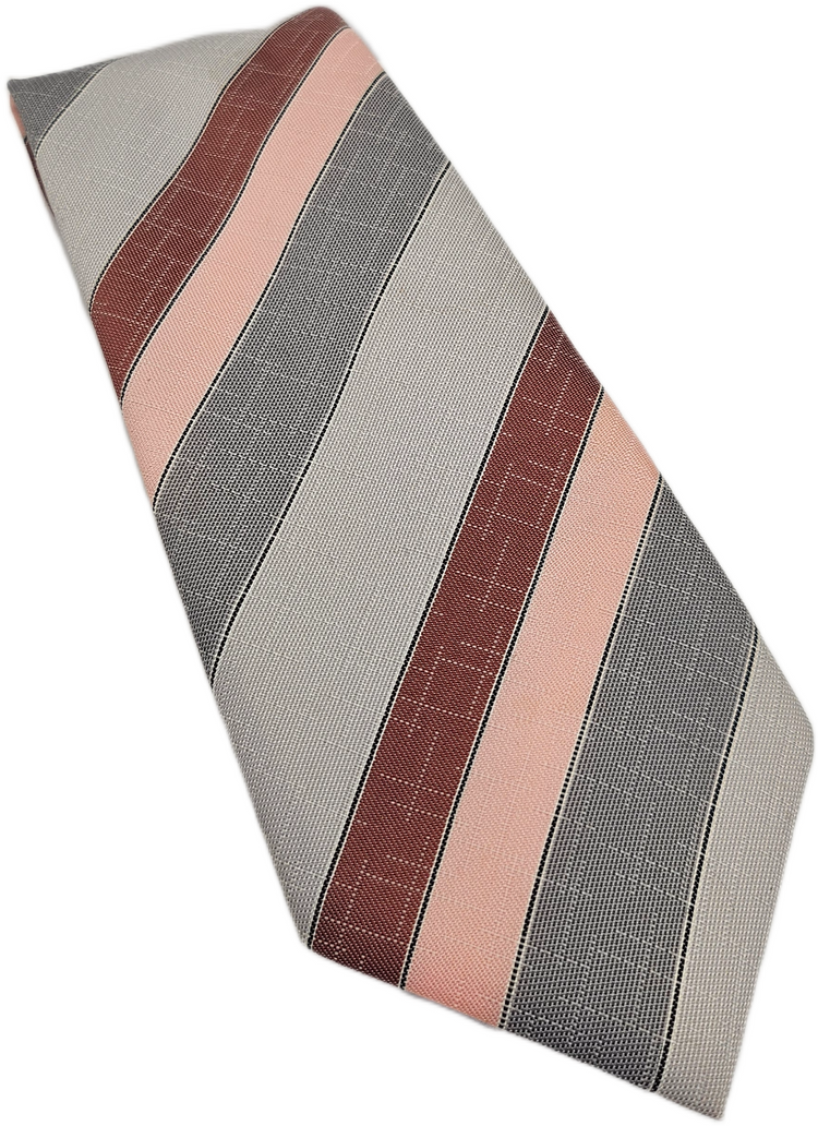 Pink and grey striped silk tie — pink ties