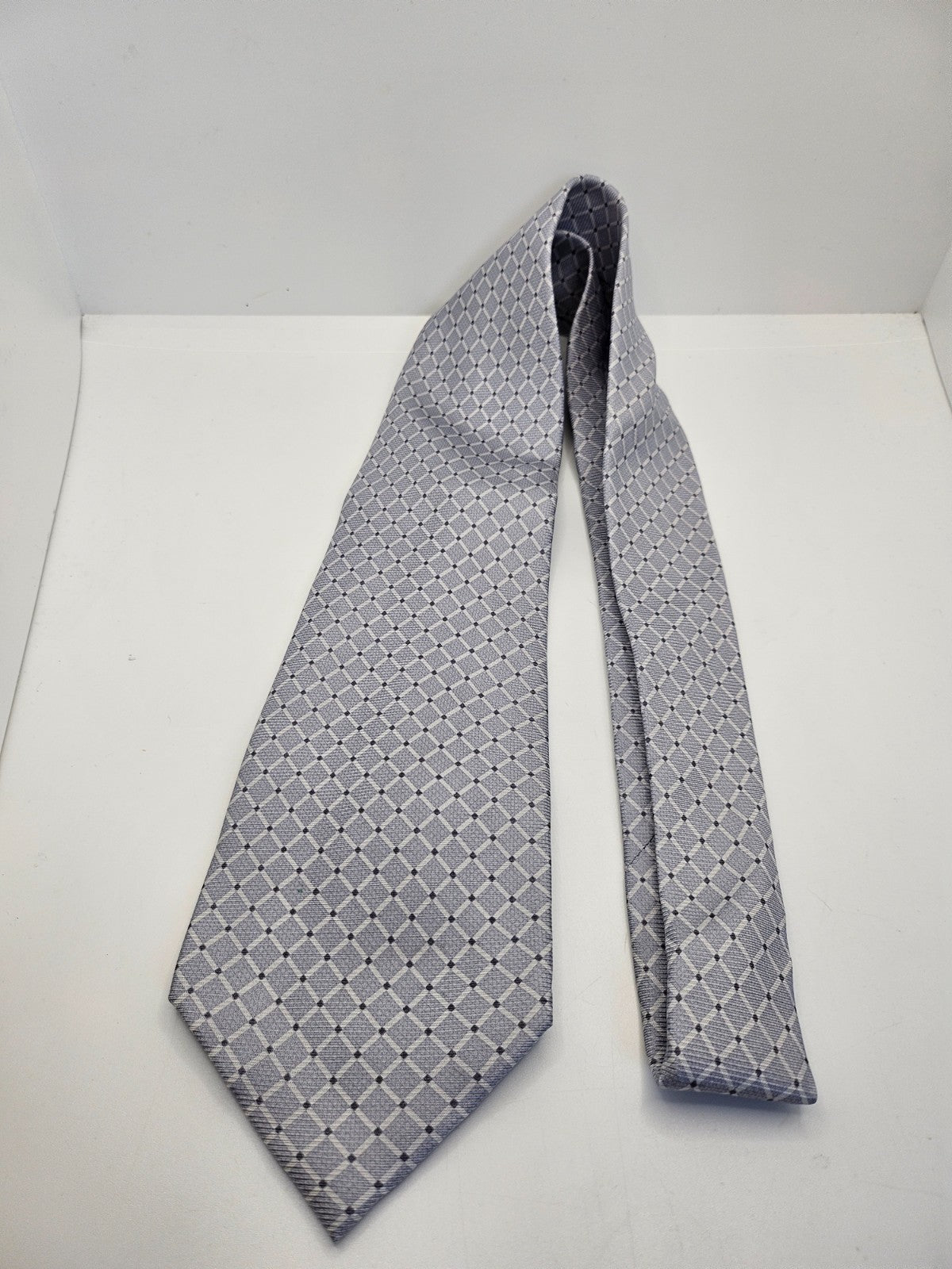 Vintage Men Silk Tie Bijoux Terner Grey Diamond Print Wedding Retro Necktie BX25