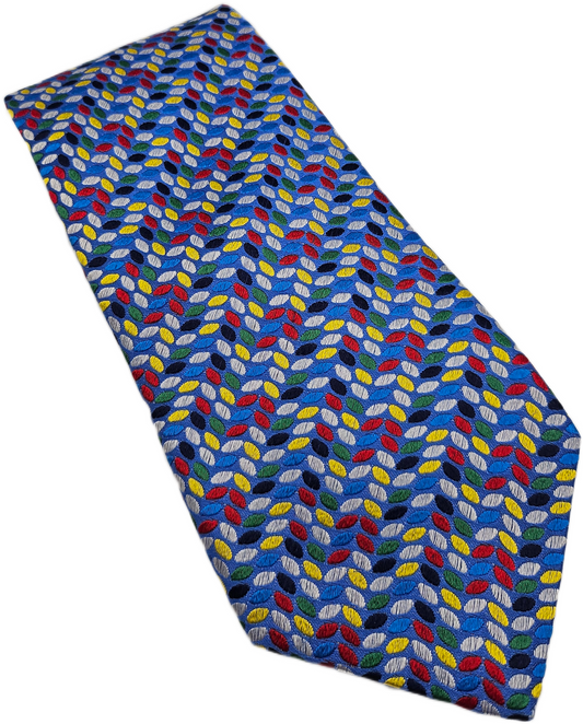 Charles Tyrwhitt Silk Tie Mens Red Blue Geometric Medallion Wedding Necktie BX23