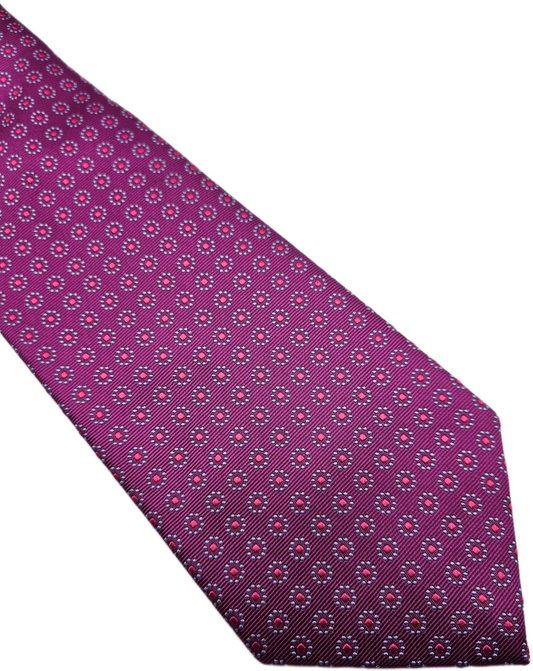Austin Reed Silk Tie Mens Pink Woven Geometric Medallion Vintage Neck Tie BX21
