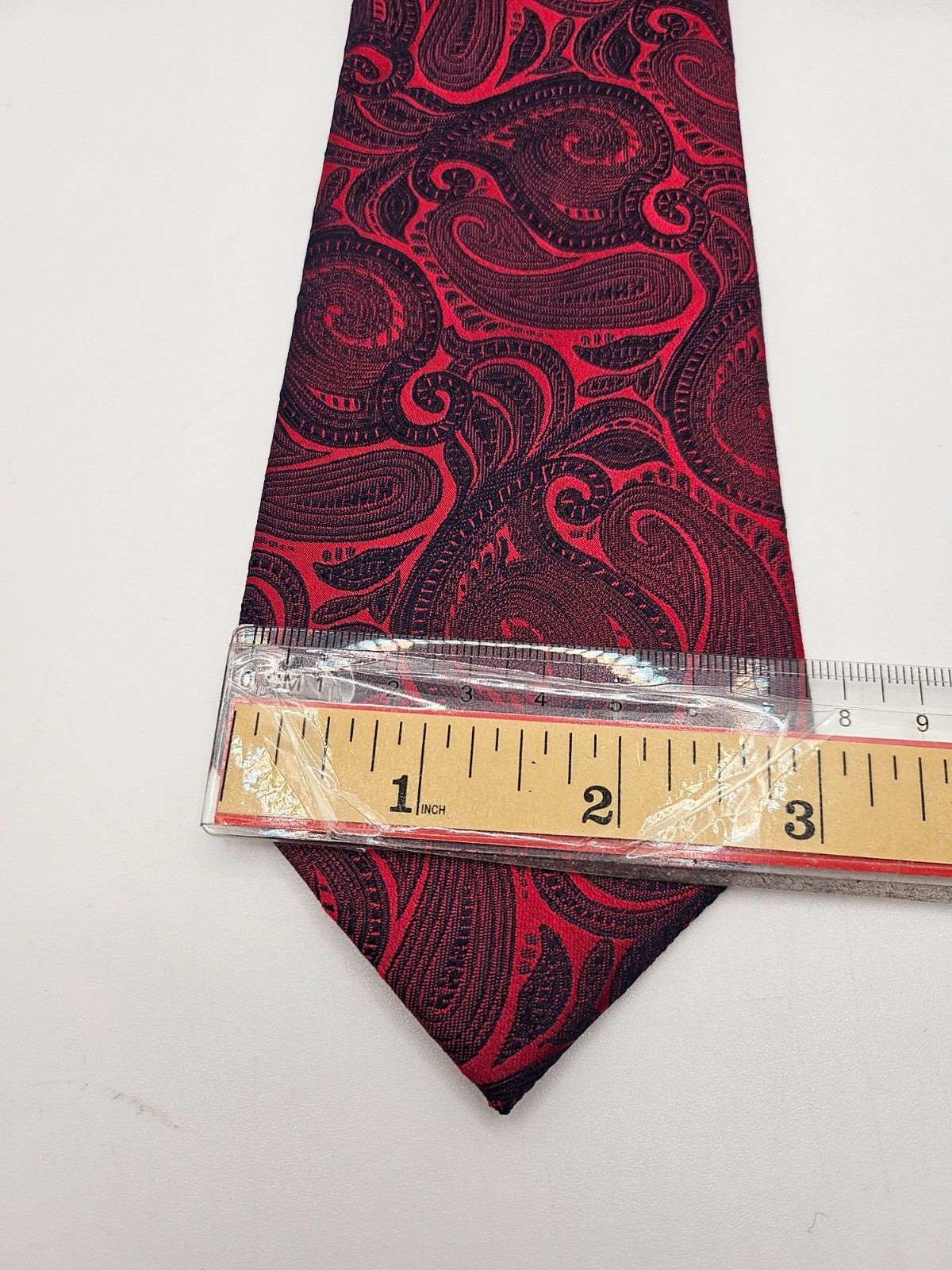 Moss Esq Silk Tie Mens Red Navy Blue Paisley Business Vintage Retro Neck Tie BX1