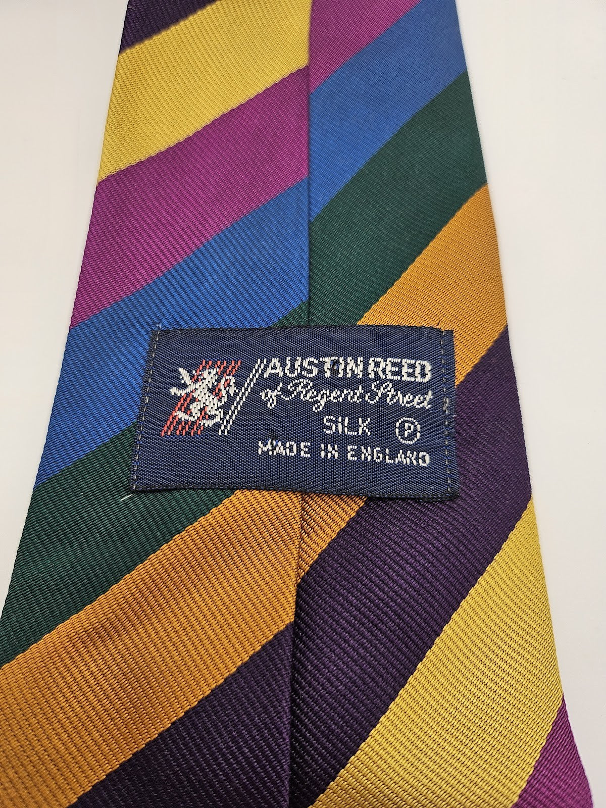 Austin Reed Mens Silk Tie Multicoloured Striped Vtg Retro Wedding Neck Tie