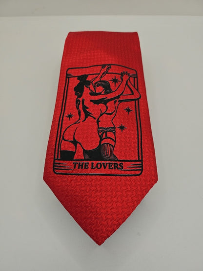 Red Tarot Card Tie | Reworked Vintage Mens Tie UK | Statement Novelty BX13