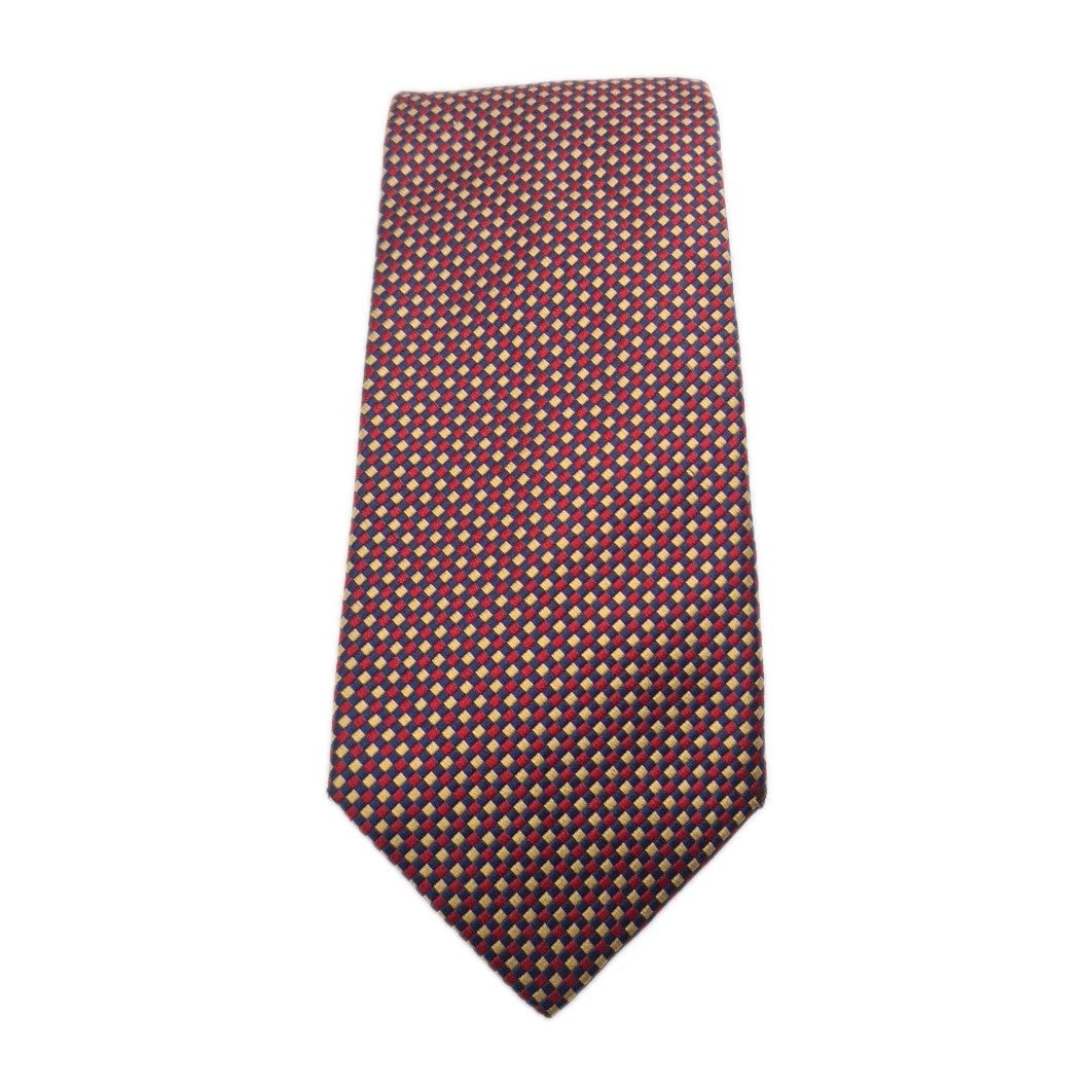 T.M Lewin Geometric Red Yellow Mens Silk Tie Classic Designer Necktie Geometric Vintage Mens Tie UK BX12