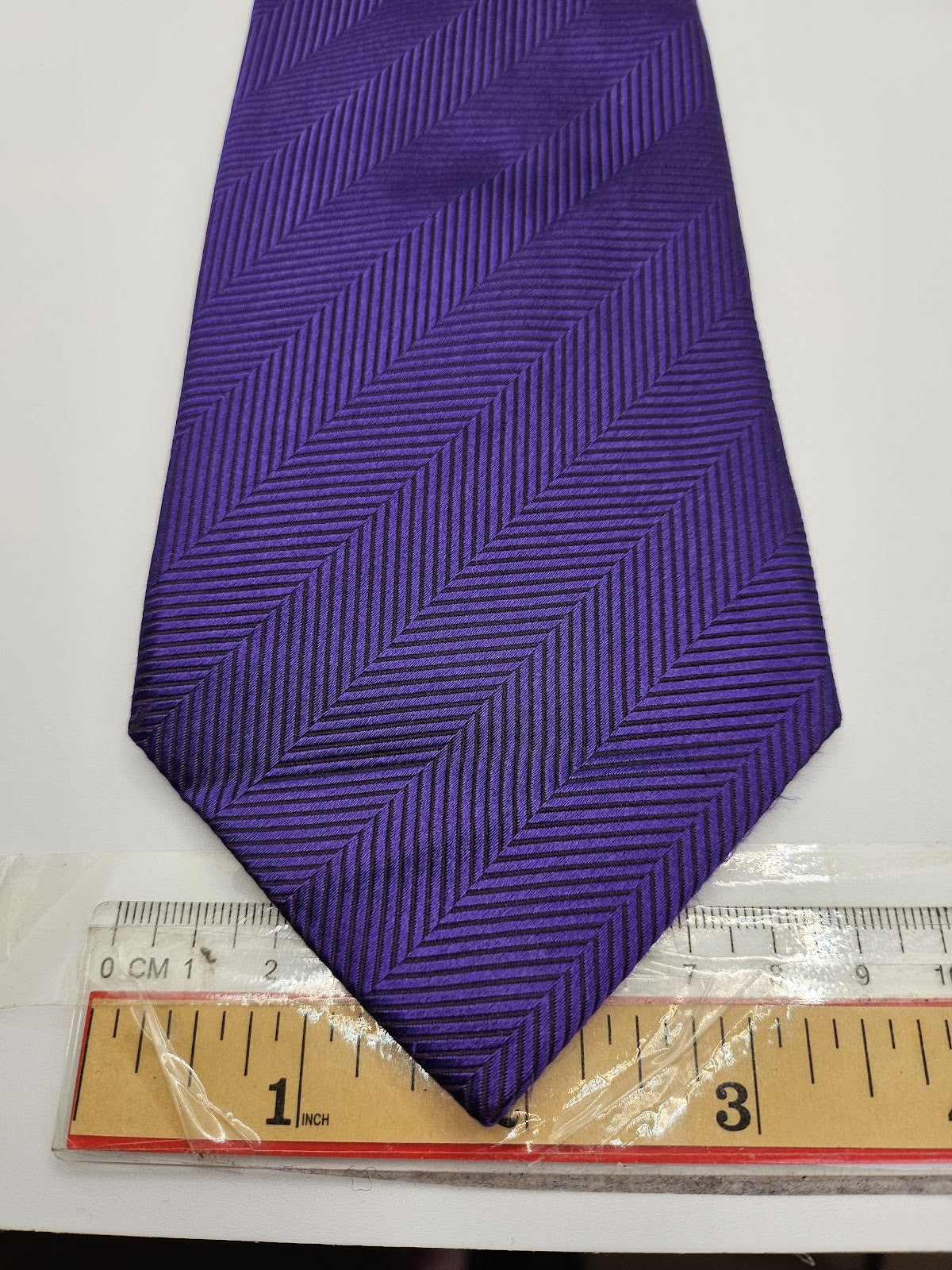 T.M.Lewin Mens Silk Tie Purple Herringbone Vtg Retro Wedding Neck Tie