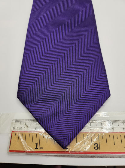 T.M.Lewin Mens Silk Tie Purple Herringbone Vtg Retro Wedding Neck Tie