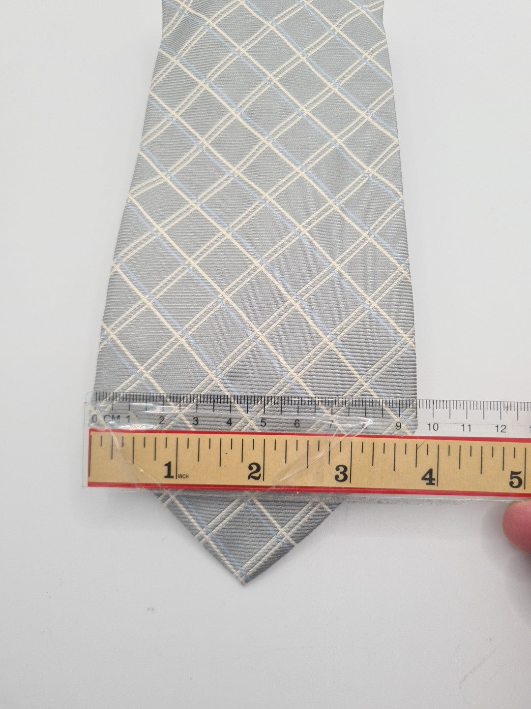 Silver Grey Check pattern Mens Silk Tie Classic Designer Necktie Vintage Mens Tie UK BX6