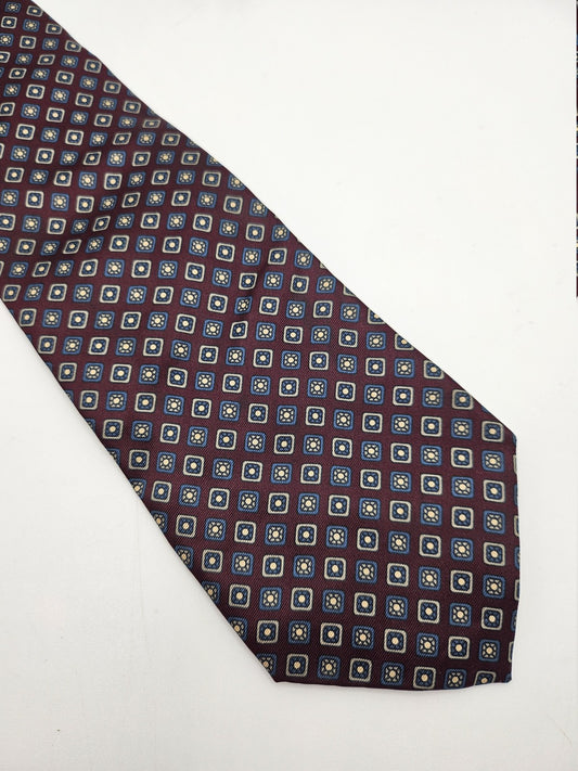Liberty Burgundy Geometric Silk Tie