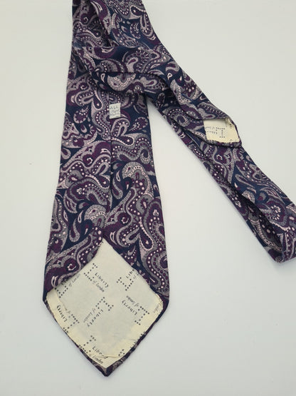 Vintage Liberty Purple Jacquard pattern Silk Tie | Designer Mens Tie UK  BX10