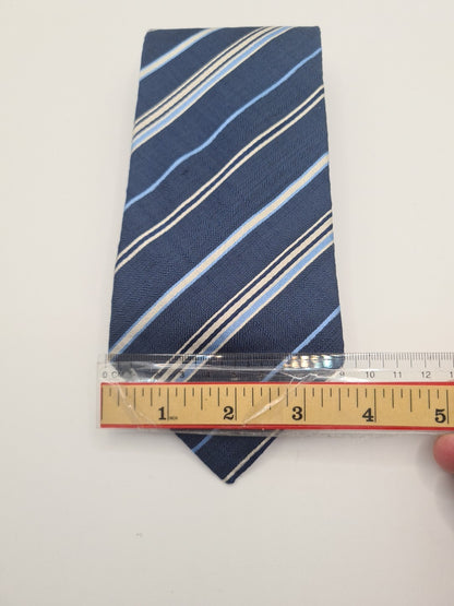 Hugo Boss Blue Stripe Mens Silk Tie Classic Designer Necktie Formal Striped Vintage Mens Tie UK BX8
