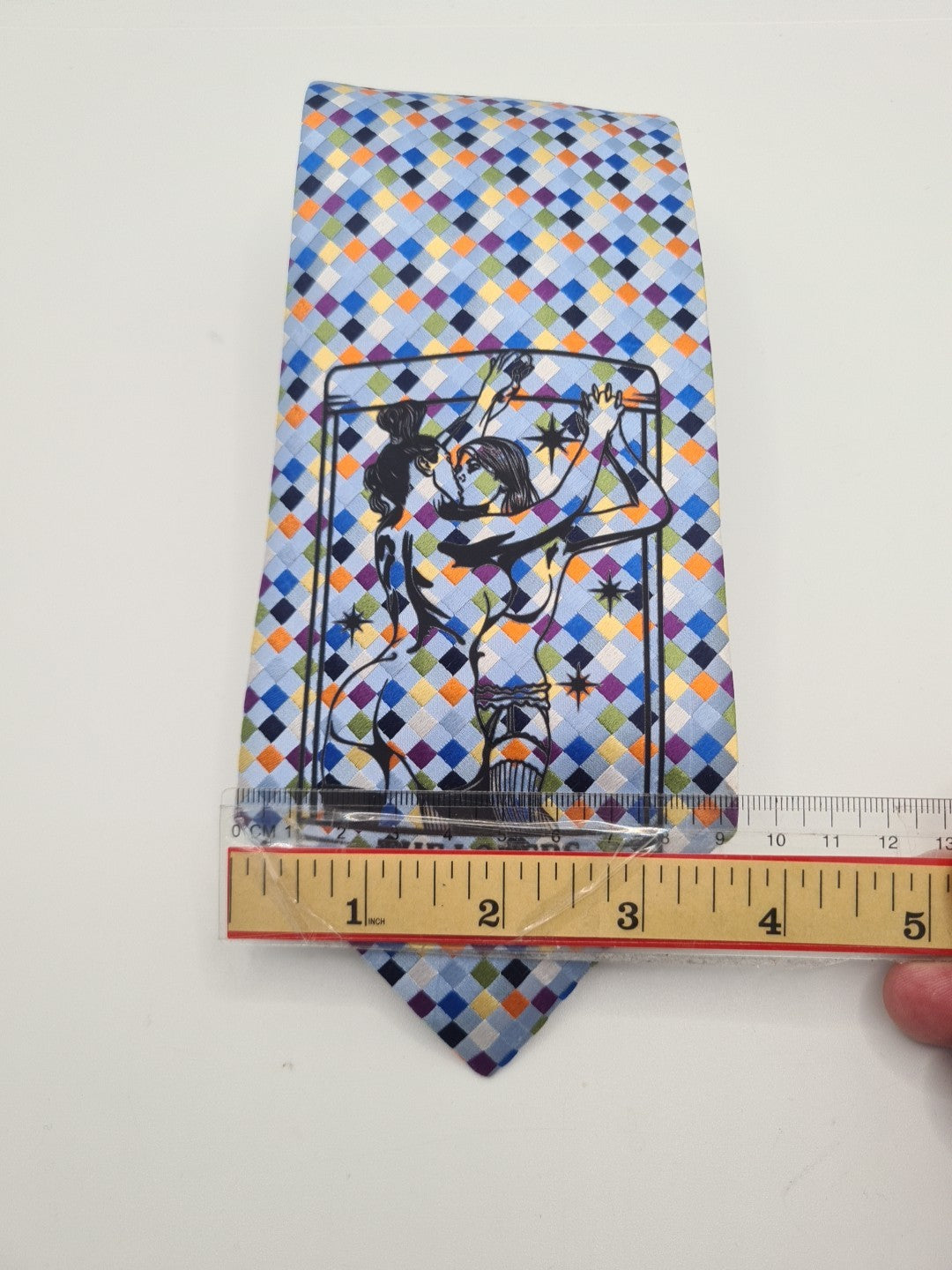 Reworked Punk Graphic Neck Tie Tarot Graphic | Emo Alternative Upcycled Tie RW1 Vintage Mens Tie UK