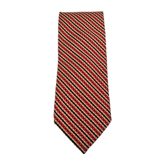 Red Italian Striped Retro Pattern Silk Tie | Designer Mens Tie UK Striped Vintage Mens Tie UK BX14