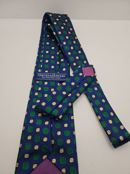 Gieves & Hawkes Blue/Green Pattern Mens Silk Tie Wedding Formal Neck Tie BX17