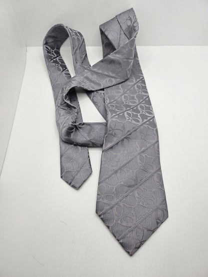 T.M.Lewin Silk Tie Mens Silver Grey Jacquard Floral Damask Wedding Neck Tie BX21