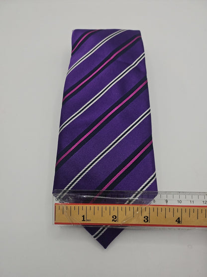M & S Purple Stripe Pattern Mens Silk Tie Wedding Formal Neck Tie BX16