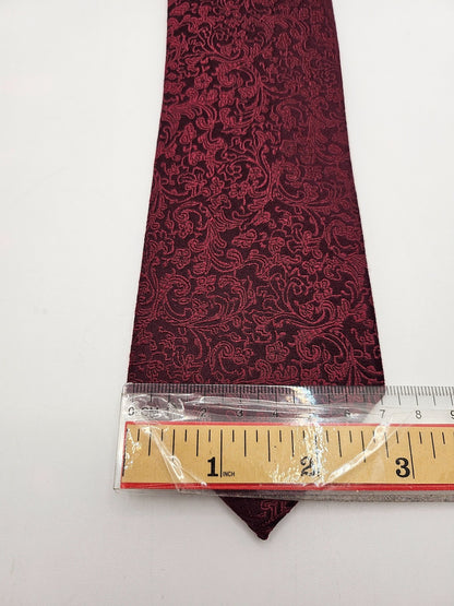Moss 1851 Silk Tie Mens Burgundy Red Paisley Woven Jacquard Vintage Neck Tie BX1