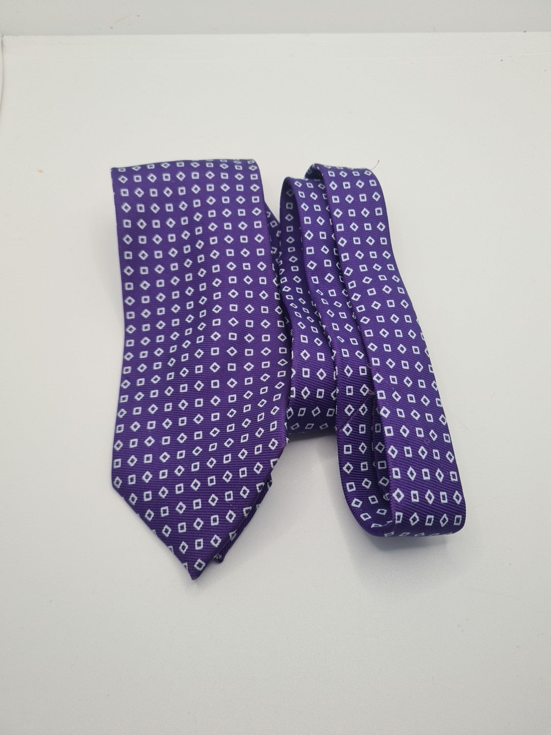 Purple geometric pattern Mens Silk Tie Classic Designer Necktie Formal Geometric Vintage Mens Tie UK BX6