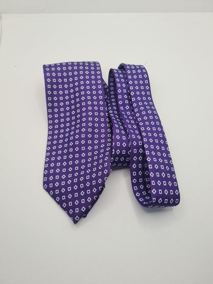Purple geometric pattern Mens Silk Tie Classic Designer Necktie Formal Geometric Vintage Mens Tie UK BX6