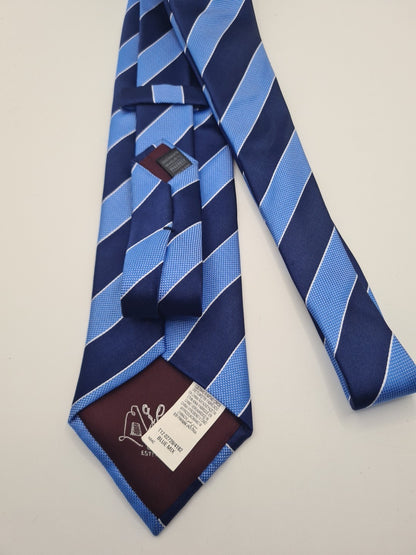 M & S Blue Stripe Pattern Mens Silk Tie Classic Designer Necktie Striped Vintage Mens Tie UK BX11