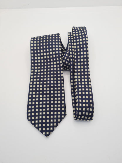 John Lewis Blue Geometric Square Mens Silk Tie Classic Designer Necktie Geometric Vintage Mens Tie UK BX8
