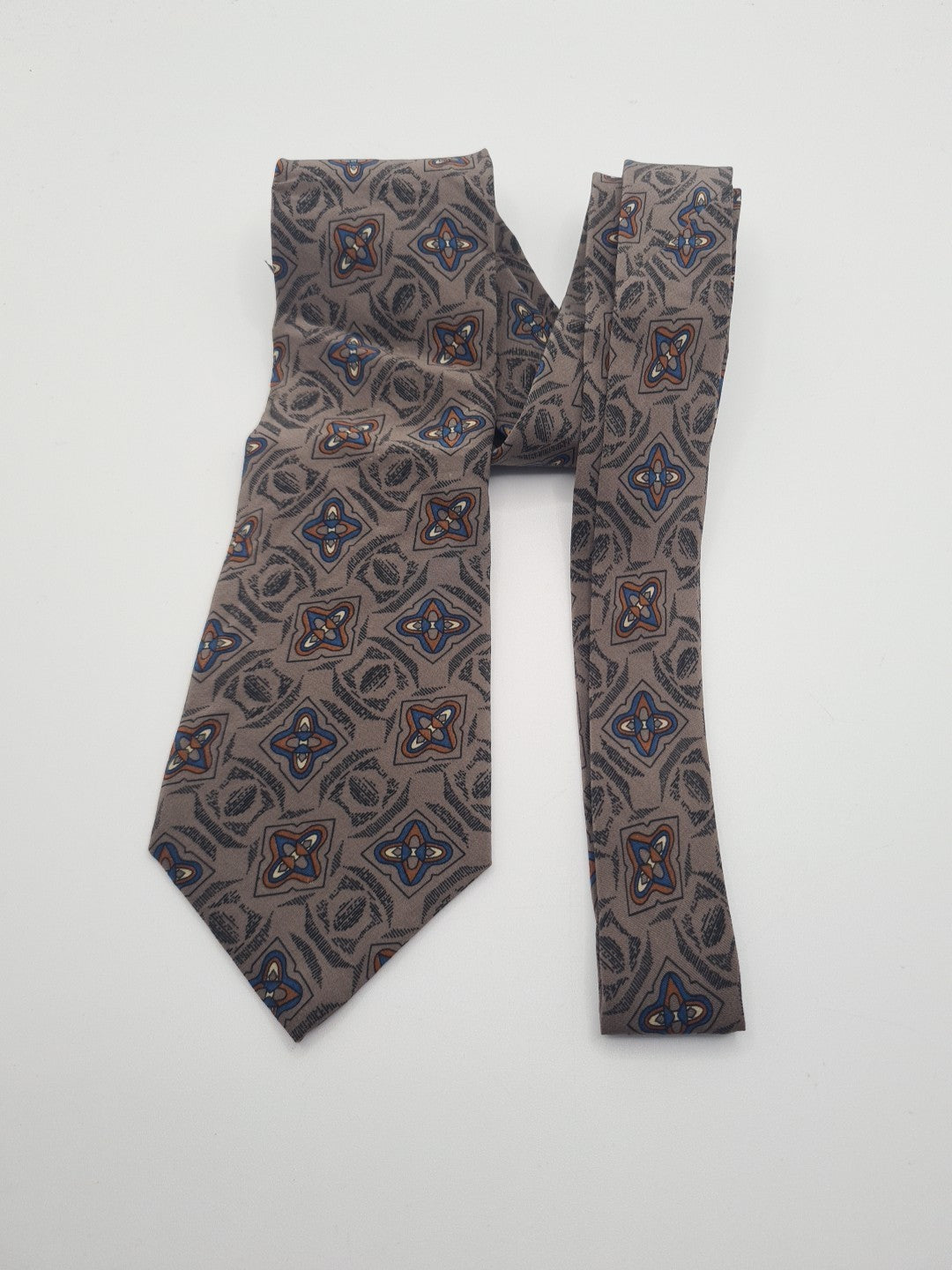 Christian Dior Vintage Brown Pattern Mens Silk Tie Classic Designer Necktie Vintage Mens Tie UK BX10