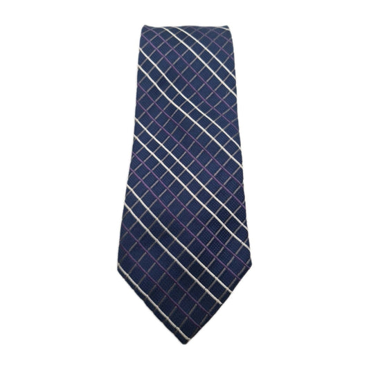 Ben Sherman Blue Check Mens Silk Tie Classic Designer Necktie Vintage Mens Tie UK BX12