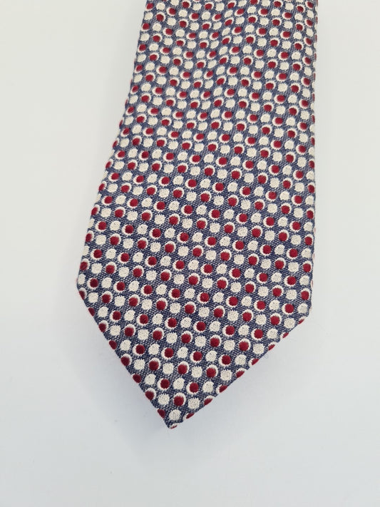 Flanels London Red Grey Circle Pattern Silk Tie | Designer Mens Tie UK Vintage Mens Tie UK BX13
