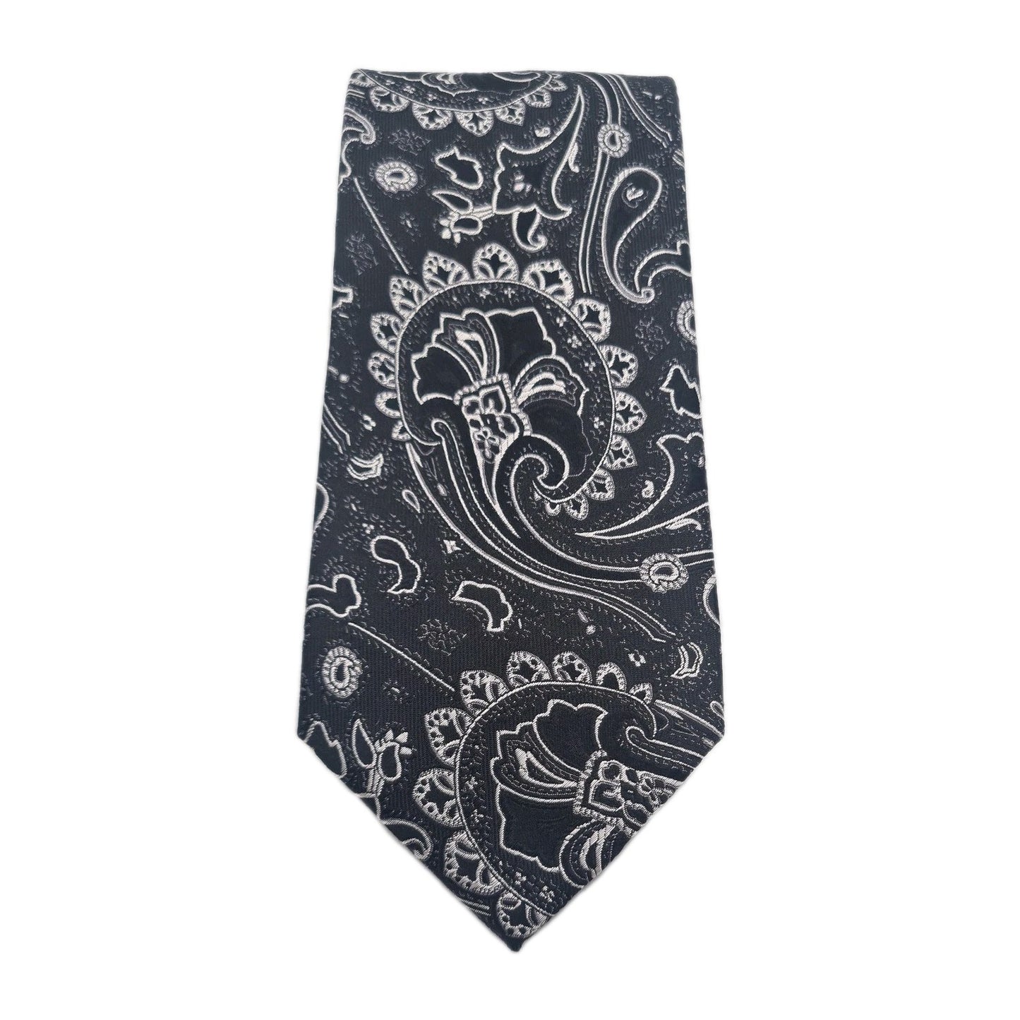 Black/Silver Jaquard Mens Silk Tie Classic Designer Necktie Formal Business Vintage Mens Tie UK BX8