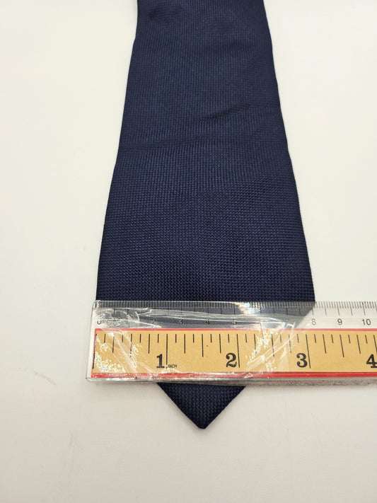 T.M. Lewin Silk Tie Mens Navy Blue Textured Classic Vintage Retro Neck Tie BX26