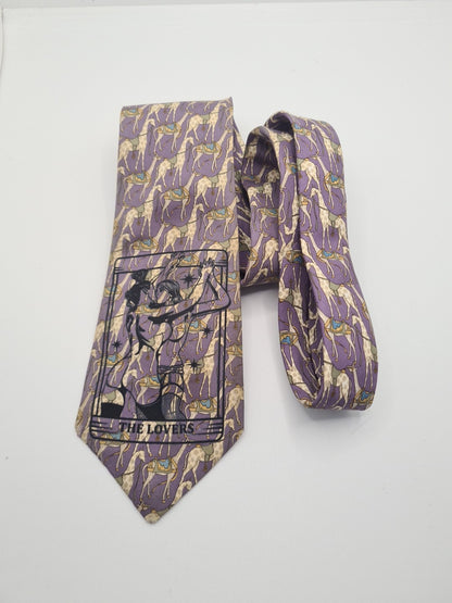 Reworked Punk Graphic Neck Tie Tarot Giraffe| Emo Alternative Upcycled Tie RW1 Vintage Mens Tie UK