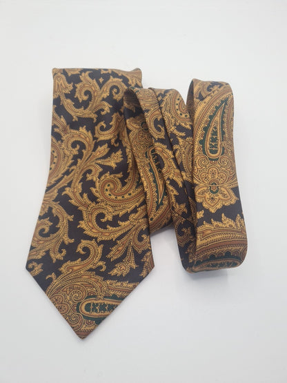 Vintage Aquascutum Gold Mens Silk Tie Classic Designer Necktie Formal Vintage Mens Tie UK BX9
