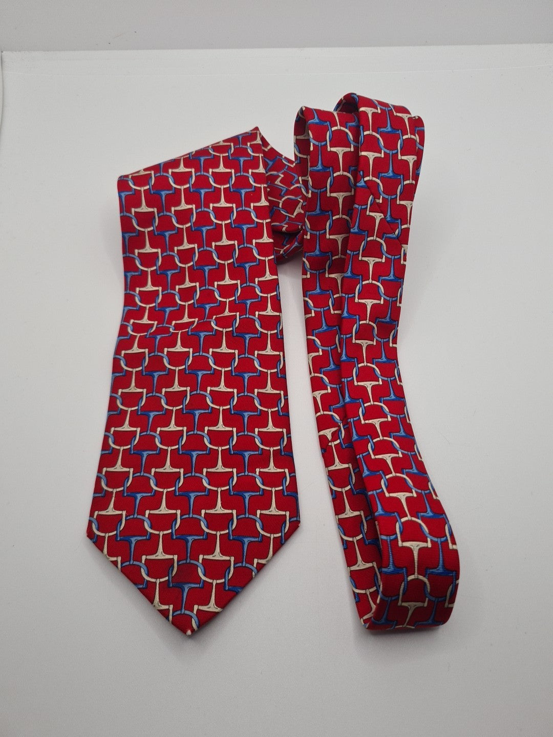John Comfort Red Chain Pattern Mens Silk Tie Classic Designer Necktie Vintage Mens Tie UK BX12