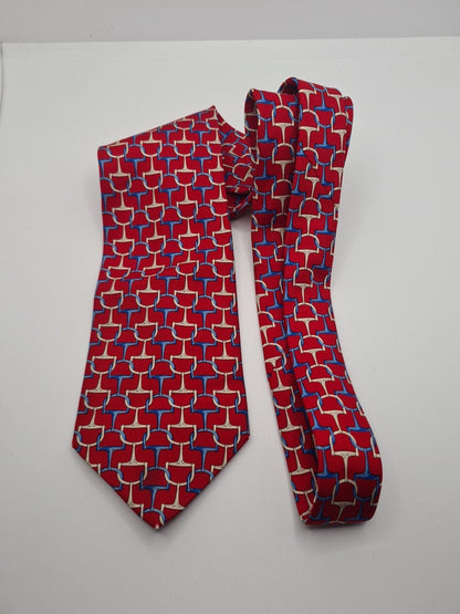 John Comfort Red Chain Pattern Mens Silk Tie Classic Designer Necktie Vintage Mens Tie UK BX12