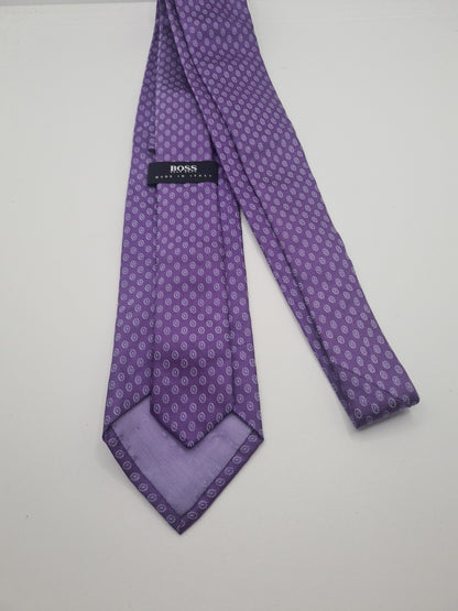 Hugo Boss Purple Abstract Mens Silk Tie Classic Designer Necktie Formal Vintage Mens Tie UK BX9