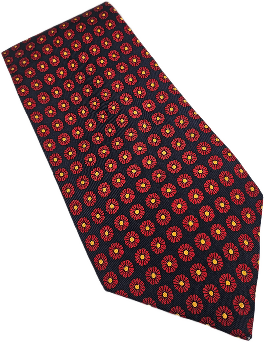 Hilditch & Key Silk Tie Mens Red Floral Medallion Designer Vintage Neck Tie BX20