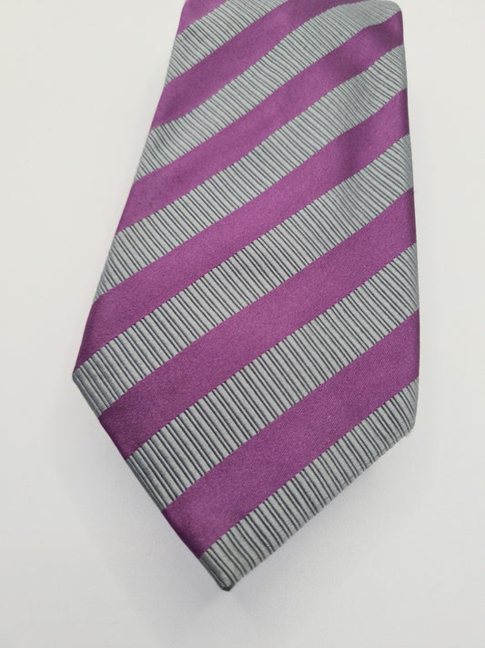 Charles Tyrwhitt Grey Stripe Wedding Mens Silk Tie Classic Formal Necktie Striped Vintage Mens Tie UK BX14