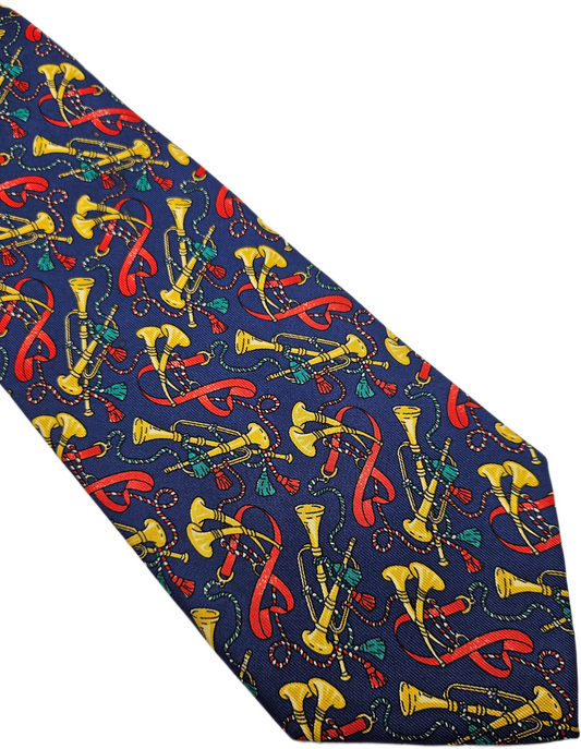 T.M. Lewin & Sons Navy Horn Equestrian Trumpet Silk Tie