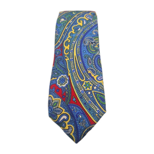 Italian Vintage Blue Pattern Mens Silk Tie Classic Designer Necktie Formal Vintage Mens Tie UK BX9
