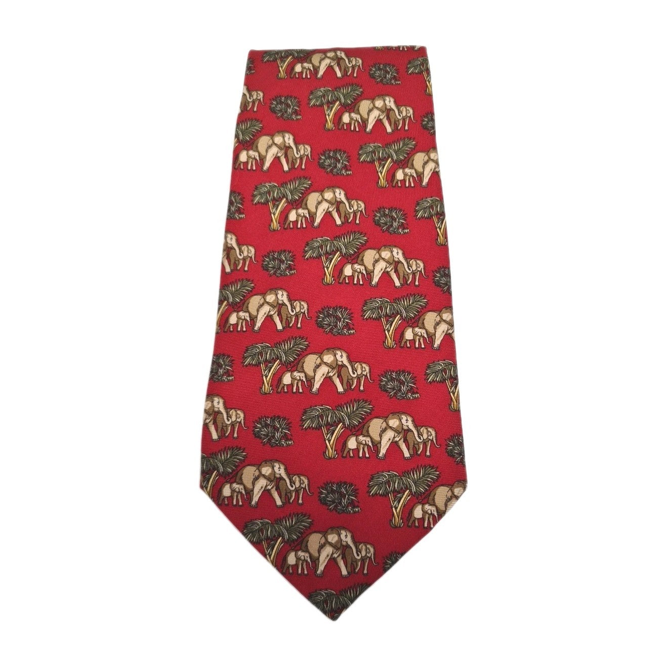Red Safari elephant pattern Novelty Silk Tie | Designer Mens Tie UK Vintage Mens Tie UK BX14